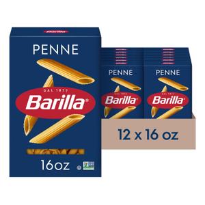 Barilla Penne Pasta, 16 oz. Box (Pack of 12) - Non-GMO Pasta Made with Durum Wheat Semolina - Kosher Certified Pasta, BB Feb 01, 2028)