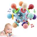 Baby Sensory Teething Toys - Baby Teether & Rattle - Gifts for Infant Newborn Boys Girls 0 3 6 9 12 18 Months - Toddler Montessori Educational Learning Toys (Blue)