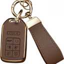 Key Fob Cover for Honda, Leather&TPU Key Cover Shell for Odyssey EX LX SE Touring Elite (Brown)