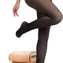 JIZ Translucent Fleece Lined Tights Women, Thermal Tights for Women Winter, Pantyhose Leggings, Warm Sheer Tights for Women Winter (Extra-Large, Black)