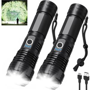 Led Flashlights 90,000 Lumen High Lumens Rechargeable 1 Pack, Brightest Flash Light with 5 Modes & 18H Runtime, IPX7 Waterproof, Powerful Handheld Flashlights for Home Camping Hiking