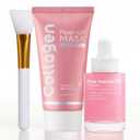 Skynflow Hydrolyzed Collagen & Niacinamide Overnight Peel Off Mask - Peptides & PDRN Serum, Enhance Skin Elasticity, Reduces Sagging & Dullness For Glowing Skin (Set)