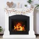 Wavwavw 59 Inches 4th of July Patriotic Garland Lighted Red White Blue Memorial Day Garland Artificial Star and Berry Lights Battery Operated 250th Anniversary Decor for Home Mantle Fireplace Table