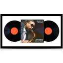 Qunclay 1 Pack 16x30 Inches Black Double Vinyl Record Frame with Double white white Matting Record Album Frames for 12x12 Lp Covers Vinyl Display for Home Office Wall Decor