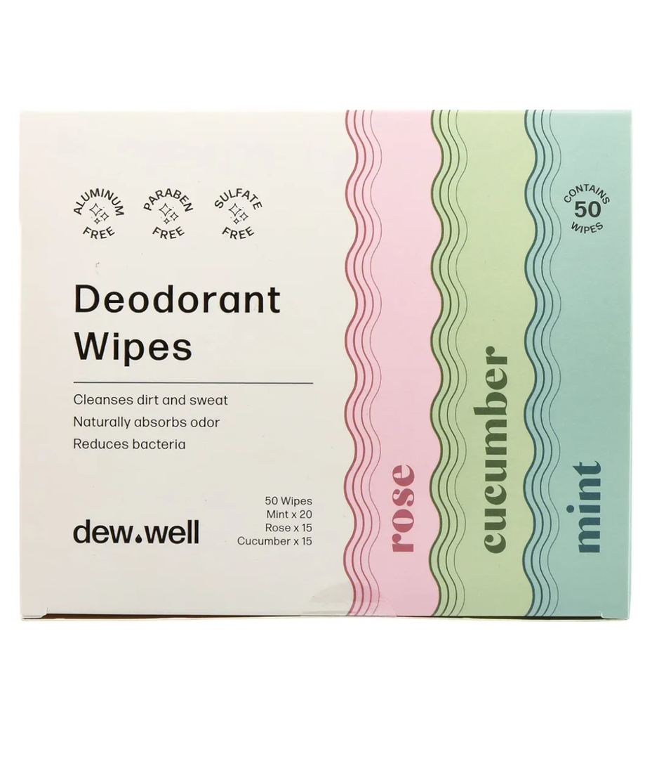 Refresh Deodorant Wipes - A Fresh Start When You’re On the Go - Aluminum, Paraben, and Sulfate Free - Variety Pack (Mint, Rose, and Cucumber) - 50 Individually Wrapped Wipes