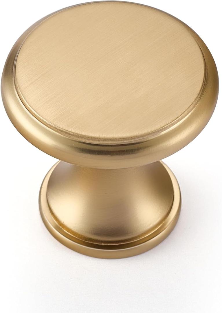 Ravinte 10 Pack Champagne Bronze Kitchen Cabinet Knobs, Solid Bronze Pulls Zinc Handles Simple Drawer Cabinet Hardware for Cupboard Drawer Knobs