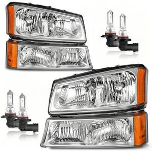 Headlights Assembly for 03-07 Chevy Silverado1500/2500/3500/1500HD/2500HD,03-06 Avalanche 1500/2500 Headlamp Replacement Left & Right Side