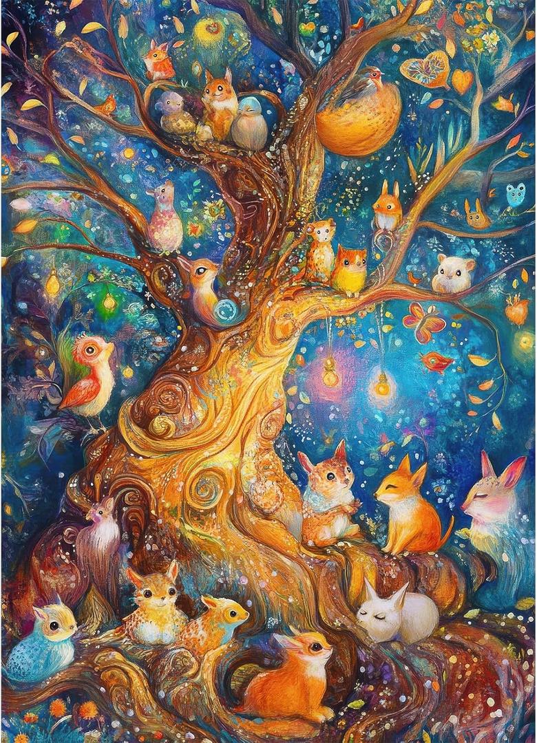 Jigsaw Puzzles for Adults 1000 Pieces Challenging Puzzle Perfect Game Nights Home Decor Birthday Party Gift Toy Men Women Elders Seniors Animal Party (As Pic04)