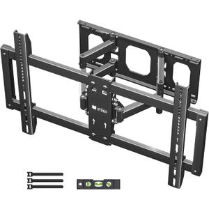 XINLEI Ultra Slim Full Motion TV Wall Mount for Most 37"-90" Flat/Curved TV, Swivel Tilt Bracket with Articulating 6 Arms, Support 120lbs, Max VESA 600x400mm, Fits 12/16" Wood Stud, MAUS02