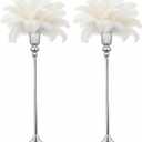 32.5inch Versatile Metal Wedding Centerpiece Vases - Set of 2 Tall Silver Trumpet Vases, Elegant Silver Centerpiece Stands for Road Leading Wedding Reception Party Event Anniversary Home Decor