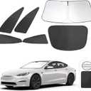 6PCS Windshield Sun Shade Custom Fit for 2023 2024 2025 Tesla Model S Accessories Foldable Sunshade Side Rear Window Shade Cover Full Set Privacy Protection Keeps Car Cool