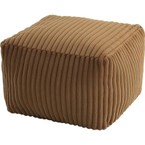 MeMoreCool Square Stuffed Pouf Ottoman Foot Rest, Stripe Furry Floor Pouf Foot Stool with Foam Chunk Filling, Soft Fluffy Stuffed Ottoman Footrest for Living Room, Faux Fur Coffee