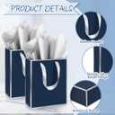 Yeaqee 50 Pack Metallic Paper Gift Bag Bulk with Handle, Navy Blue, Silver