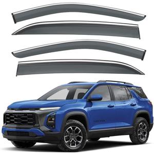 VESUL Compatible with 2025 2026 Chevy Equinox (NOT for EV) Window Deflectors OEM-Style Rain Guards 4-Piece Set No-Drills Installation Smoke Tinted Windshield Vent Visors 304 Stainless Steel Trim