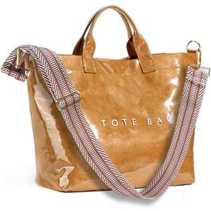 KAMEILONG Women's Large PVC Tote Bag Letters Print Handbags Paper Shoulder Bag Clear Shopping Hobo Bag