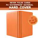 Toploader Binder, Holds 128+ Toploaders, 4 Pocket Top Loader Card Storage Case, Double-Sided Pockets for trading card in 3 x 4'' ToploadersOragne, Small