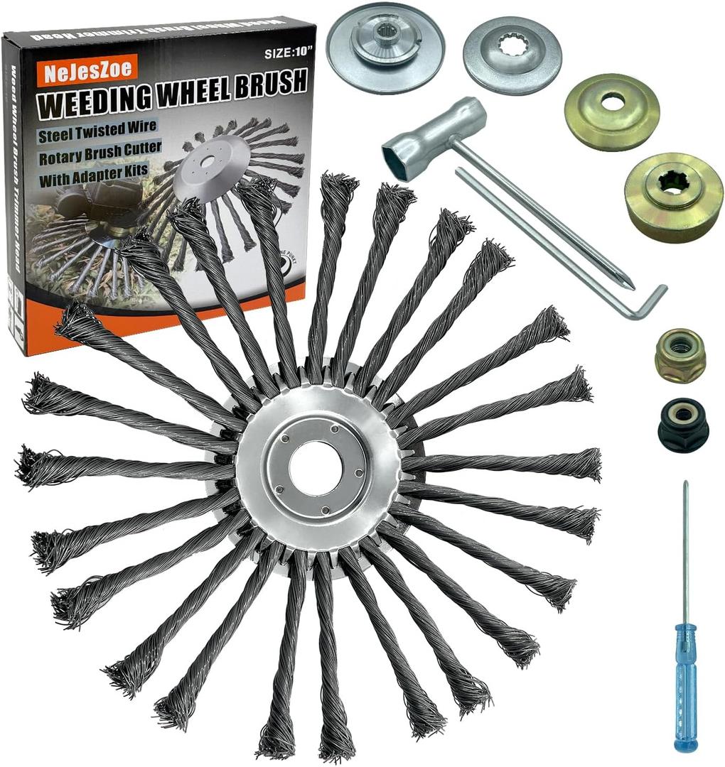 10 Inch Steel Wire Weed Wheel Brush Cutter Trimmer Head, Weed Trimmer Blade Head for Weed Eater,Brush Cutter,Weed Wrackers, Compatible with Husqvarna, Sthil, Moss Grass Rust Removal