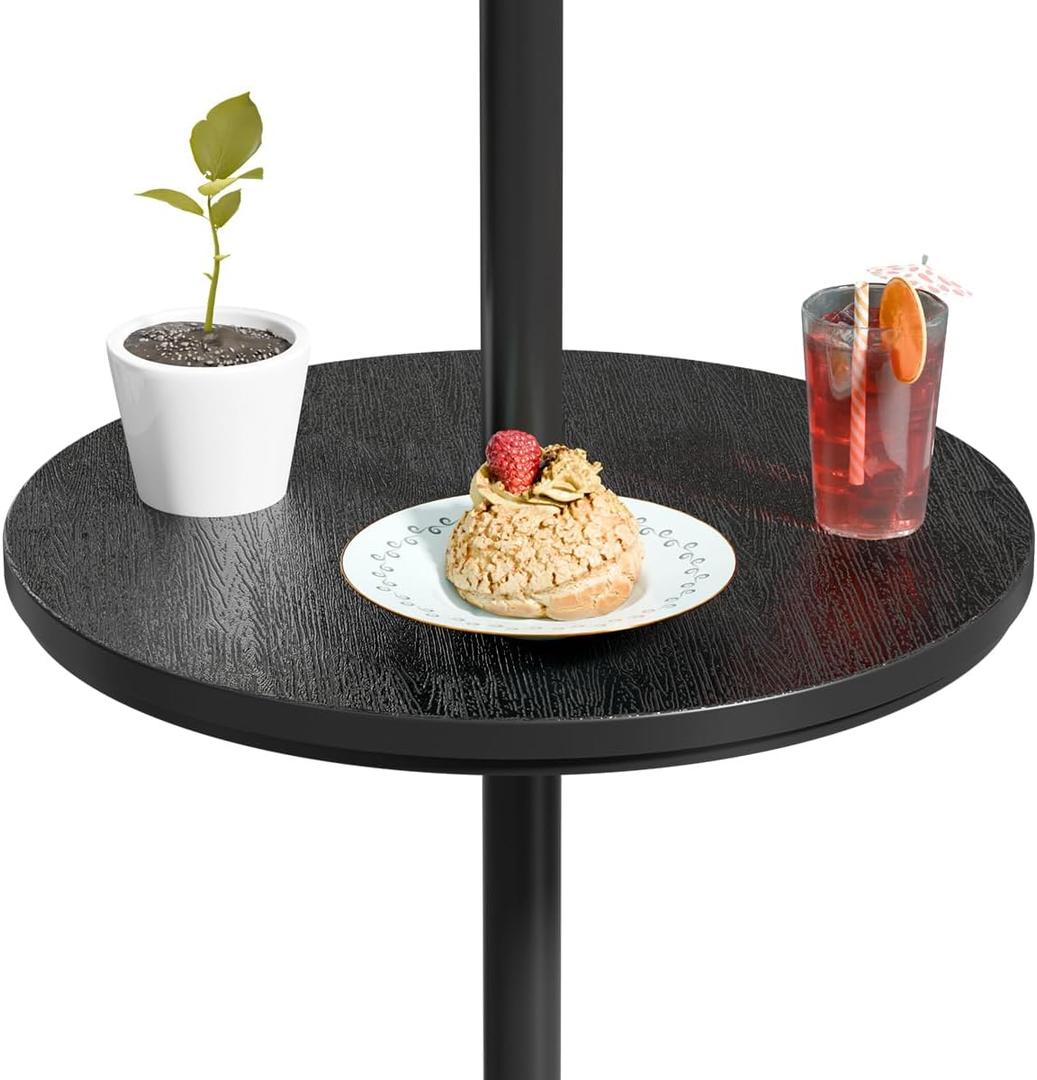 Umbrella Table Tray with Hole, Portable Outdoor Side Table, Black, 14.8 x 14.8 x 0.9 inches