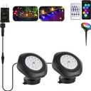 T-SUN Color Changing Pond Lights LED Underwater APP and Remote Control Submersible Fountain Lights IP68 Waterproof Landscape Spotlight Fish Tank Light for Koi Pond Aquarium Garden (Set of 2)