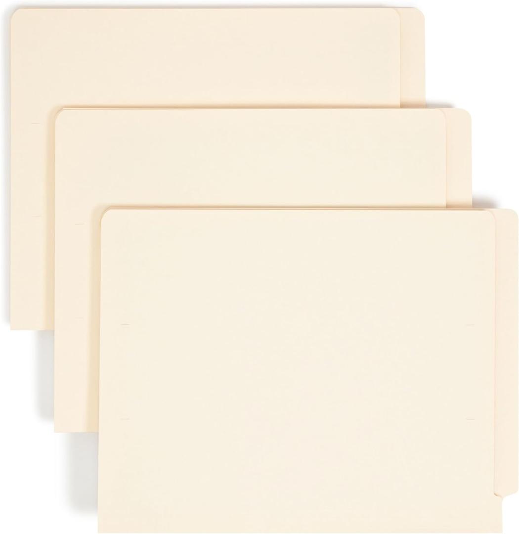Smead Shelf-Master End Tab File Folders, 100 Count, Manila, Reinforced Straight-Cut Tabs, Letter Size (24110) (100 per Box)