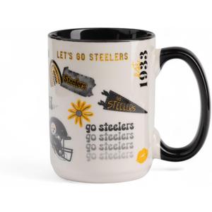 The Memory Company Officially Licensed NFL 15oz Team Spirit Ceramic Mug  Perfect Coffee Cup for Football Fans (Pittsburgh Steelers)