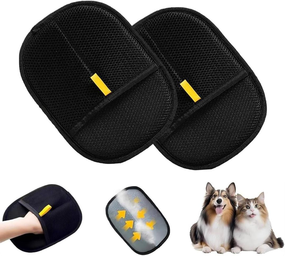 Pet Hair Removal Glove, Pet Hair Removal Tool, Electrostatic Cats and Dogs Pet Hair Removal Gloves, Suitable for All Pets, Reusable (2pcs)