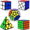 Speed Cube Set, Puzzle Cube, Magic Cube 2x2 4x4 Pyraminx Pyramid Megaminx Fenghuolun Puzzle Cube Toy Gift for Children Adults, Pack of 5