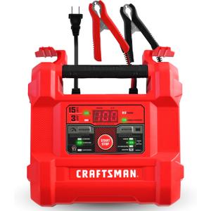 CRAFTSMAN 15A Car Battery Charger and Battery Maintainer, 4-in-1 Solution, for 6V/12V Power Sport, Automotive, and Marine Batteries, CMXCESM162