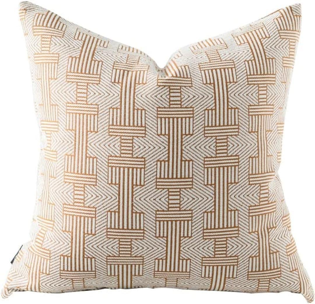 18x18'' Inches Throw Pillow Cushion Cover - Emma Orange Birch Stripe Pattern Couch Sofa Pillow Covers for Living Room Bedroom