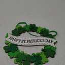 Wooden St. Patrick's Day Decoration Shamrock Door Wreath for Front Door Sign Wall Signs Clover Spring Decoration, Irish Sign Welcome Hanging for Home Decor Party Outdoor Indoor Supply 3D Glitter
