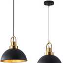 Matte Black Farmhouse Pendant Light, Adjustable Height, Vintage Hanging Industrial Ceiling Lights Fixture for Kitchen Island Hallway Dining Room 2 Pack (2 Pack 11.9 inches)
