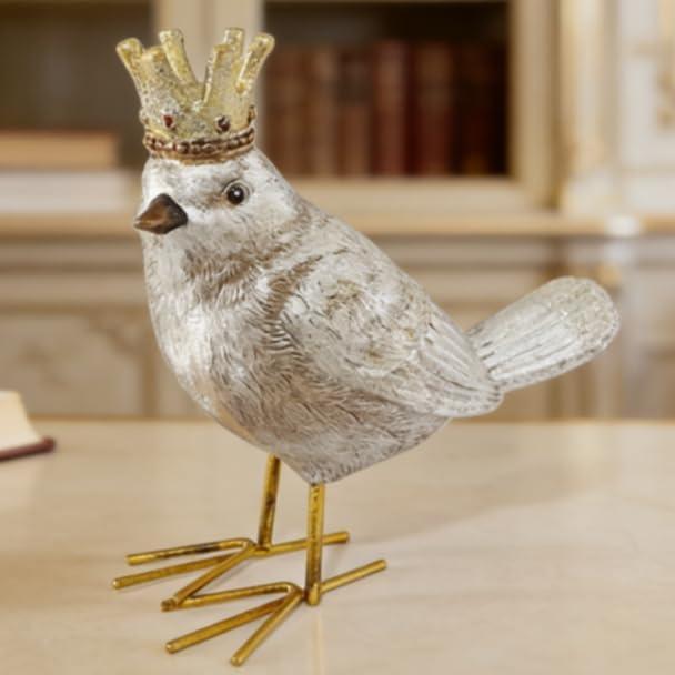 Bird Figurine Birds Decoration Resin Bird Figurine Home Decor Vintage & Modern Royal Crowned Bird Decor Statue Bird Ornaments & Gifts