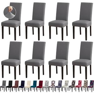 Chair Covers, Dining Room Chair Covers, Stretch Kitchen Chair Covers/Dining Chair Covers for Dining Room 8 Pack, Removable Washable Dining Chair Slipcovers for Home, Hotel, Banquet, .Grey