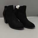 TRENDSUP Women's Fashion Side Zipper Booties (7, Black Suede)
