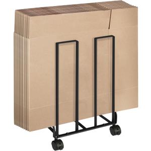 Carton Storage Rack with Caster Wheels, Portable Cardboard Organizer, Carton Stand for Cardboard Storage, Carton Cart for Home Warehouse, Black Carton Organizer