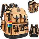 Tool Backpack Heavy Duty, Tool Bag organizer with 89 Pockets & Loops, Laptop Compartment, Combination Lock, 1680D Construction Backpack for HVAC,Mechanic,Electrician (Earth Yellow)