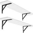 DINZI LVJ Long Wall Shelves, 31.5 x 7.9 x 6.1 Inches, Set of 2 White Floating Shelves, Easy-to-Install, Large Storage Ledges with Sturdy Metal Brackets for Living Room, Bathroom, Bedroom, Kitchen