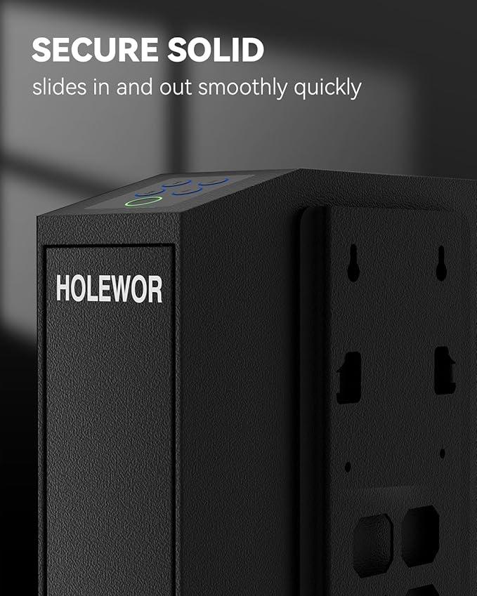 Gun Safe Biometric Pistol Safe Bedside Handgun Case, Slider Fingerprint 3 Ways Quick Access Mounted Gun Lock Box for Nightstand, Bed, Desk, Wall, Dresser