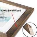 KAIWIN 100% Solid Wood Brown 11x14 Picture Frame 1 Pack Display Picture 8x10 with Mat, Rustic Wooden Photo Frames for Wall Mounting