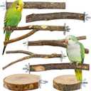 8 PCS Bird Perch Set for Cage - Natural Apple Wood Platforms & Hardwood Branches for Parakeets, Budgies, Cockatiels - Small Bird Habitat Gym, Climbing Stand & Safe Chew Toys
