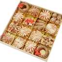 56Pcs Christmas Straw Star Ornaments Wheat Straw Handmade Woven Pendants Christmas Tree Hanging Decoration Crafts for Xmas Party Holiday New Year Decor