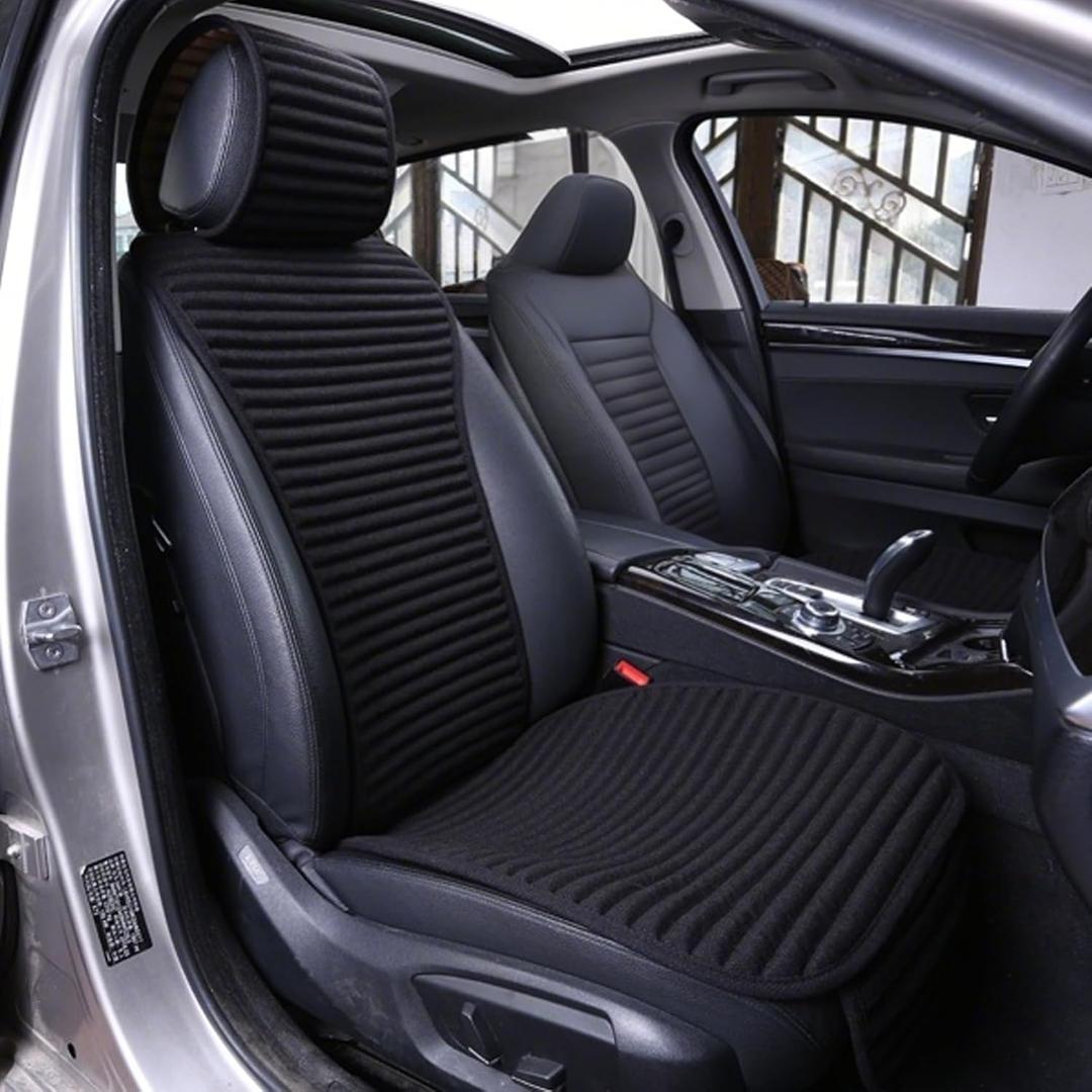 Car Seat Covers,Cloth Cars Seat Covers,Universal Fabric Car Seat Covers,Front Seats Only Air Bag Compatible,Cooling Car Seat Protector,Buckwheat Hull Breathable Comfortable Ventilated,Black