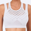 RUNNING GIRL Sports Bras for Women High Support,Seamless Ribbed Longline High Neck Sports Bra Racerback Padded Crop Top Yoga (Small, A-White)