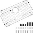 Kitchen Sink Grid and Sink Protectors, Stainless Steel Sink Grids for Bottom of Kitchen Sinks, 26" x 14" with Rear Drain for Single Bowl Sinks, 26" X 14 1/16" Rear Drain