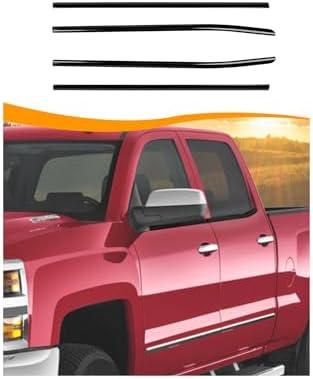 Hoolcar Lower Window Trim Cover Molding Window Bottom Outer Frame Strip Compatible with Chevrolet Silverado GMC Sierra 2014-2018, Exterior Accessories, Black