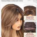 Caramel Toffee Ombr Wig With Bangs Long Wavy PuffPro Voluminous High Crown Wigs for Women,4x4'' Parting Realistic Scalp,Mob Wife Aesthetic/Clean Girl/Office Siren/Old Money Style