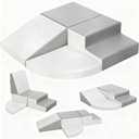 Sumbababy Climbing Foam Blocks for Toddlers: Waterproof Pu Leather Soft Climber - 4 Pcs Toddler Indoor Climbing Toys - Kids Outdoor Playground Playset Best Gift Preschool Daycare Supplies, Grey/White