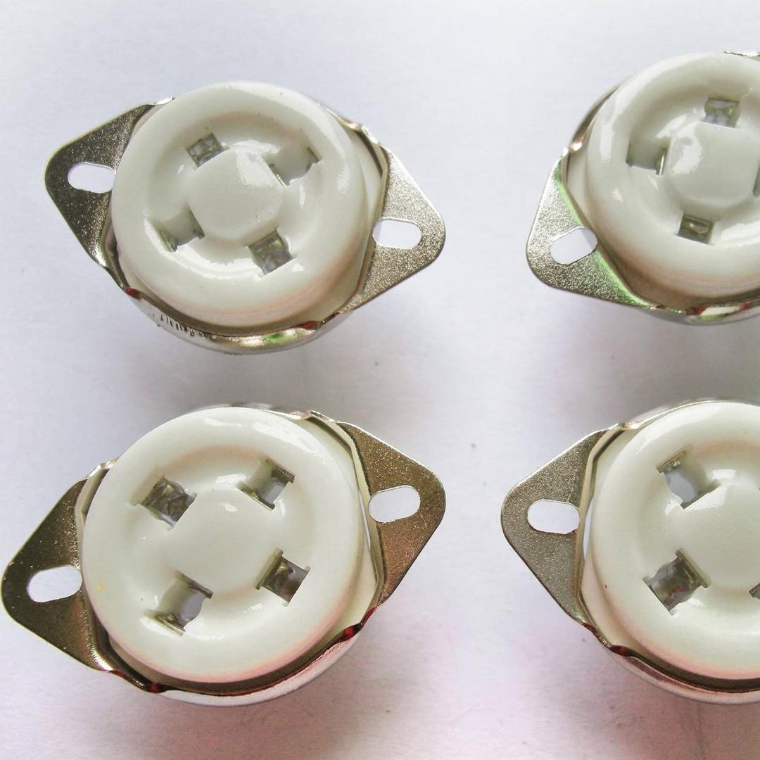 Cary 4pcs 4pin Ceramic Vacuum Tube Socket Top Mount Valve for 300b 2a3 Audio Amps
