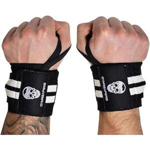 Gymreapers Weightlifting Wrist Wraps (IPF Approved) 18" Professional Quality Wrist Support with Heavy Duty Thumb Loop - Best Wrap for Powerlifting Competition, Strength Training, Bodybuilding (White)