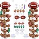 Gejoy 2 Sets Football Balloon Column Stand Kit Include 12 Foil 160 Latex Balloons Football Shaped 6.5 ft Adjustable Stands Kit for Sport Theme Touch Down Birthday Decorations